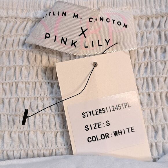 Caitlin V. Covington X Pink Lily Sleeveless Ruffled Cotton Blouse Small White NW - Picture 4 of 14